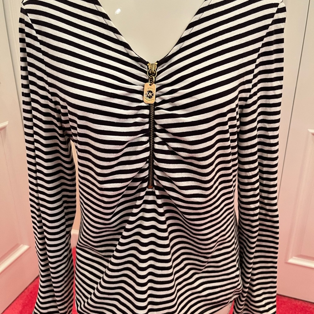Black and White Striped Women's Top